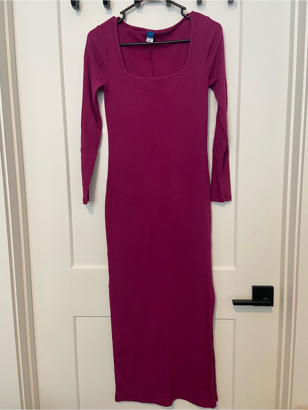 Pink Long Sleeve Scoop Neck Maxi Dress